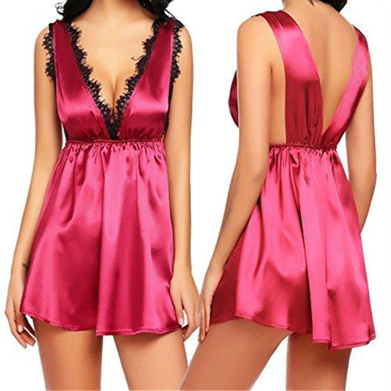 Sexy Lingerie Eyelash Lace Chemise Babydoll Red