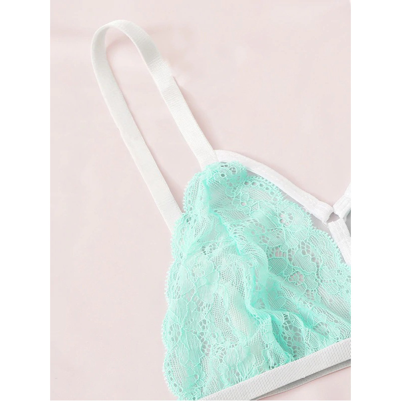 2 Piece Sexy Lace Strap Bralette Bra and Panty Lingerie Set 9041