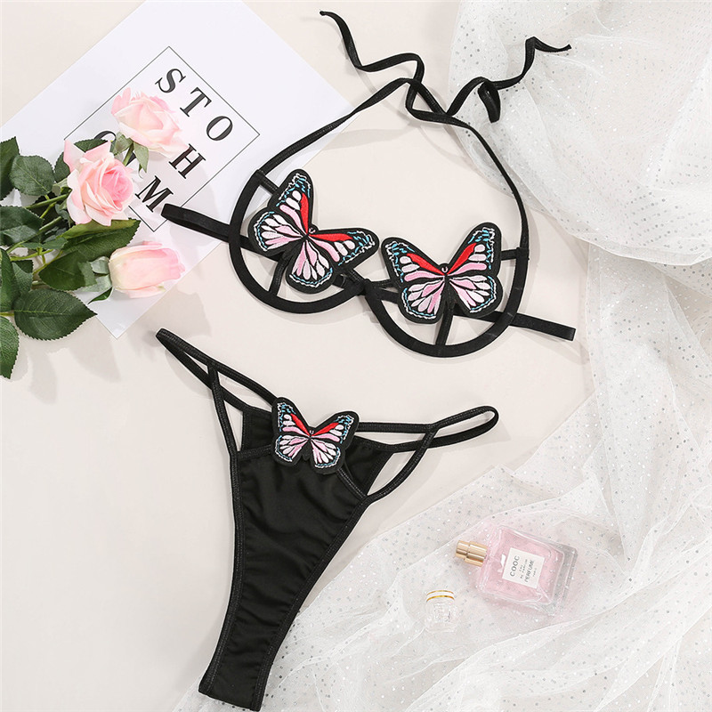 Front Cross Lace Sexy Bra and Panty Lingerie Set