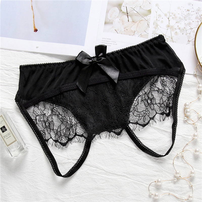 Women Sexy Open Crotch G-String Thongs Panty Black