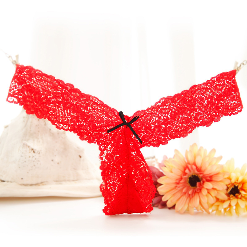 Women Sexy Lace G-String Thongs Panty Red 3048